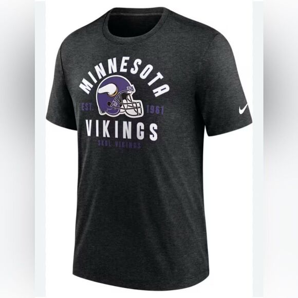 NIKE MINNESOTA VIKINGS BLACK BLITZ HELMET SHORT SLEEVE small T SHIRT - Picture 1 of 11